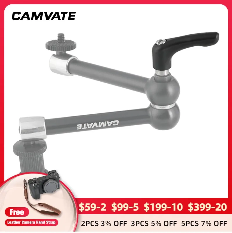 

CAMVATE 2 Pieces Solid Rotating Lock Knob L-handle Wingnut With M5 Female Thread For Magic Arm & Ball Head Holder Replacement