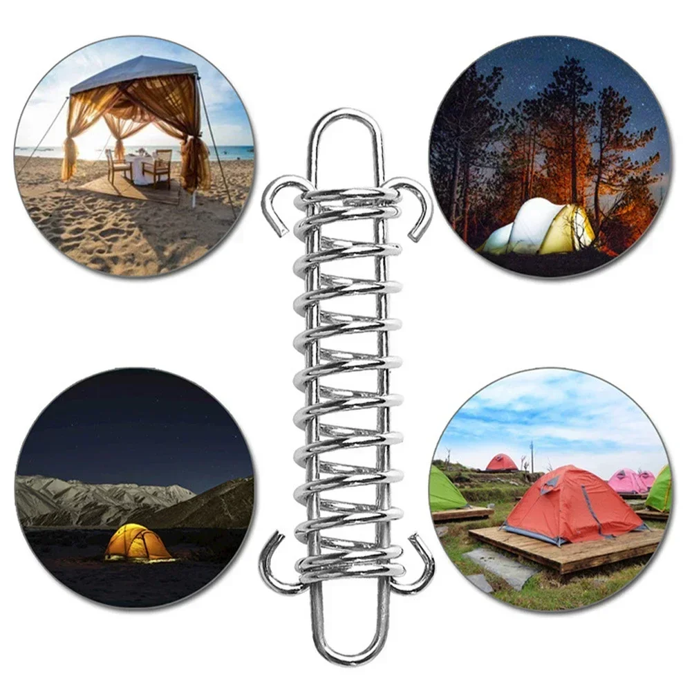 

Cord Tightener Steel Rope Buckle With Tent Lightweight Outdoor Camping Tensioner Windproof Spring Fixing Awning 5pcs Carabiner