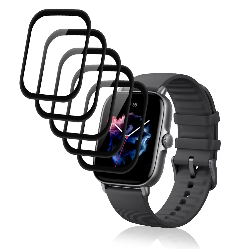 

5Pcs Watch Screen Protector Glass For Amazfit GTS 3 Accessories Tempered Glass Cover For Amazfit GTS 3 Mini Case Protection HD