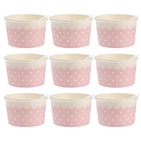 100 sets disposable decorative food grade dessert cup with spoon disposable paper cups ice cream cup