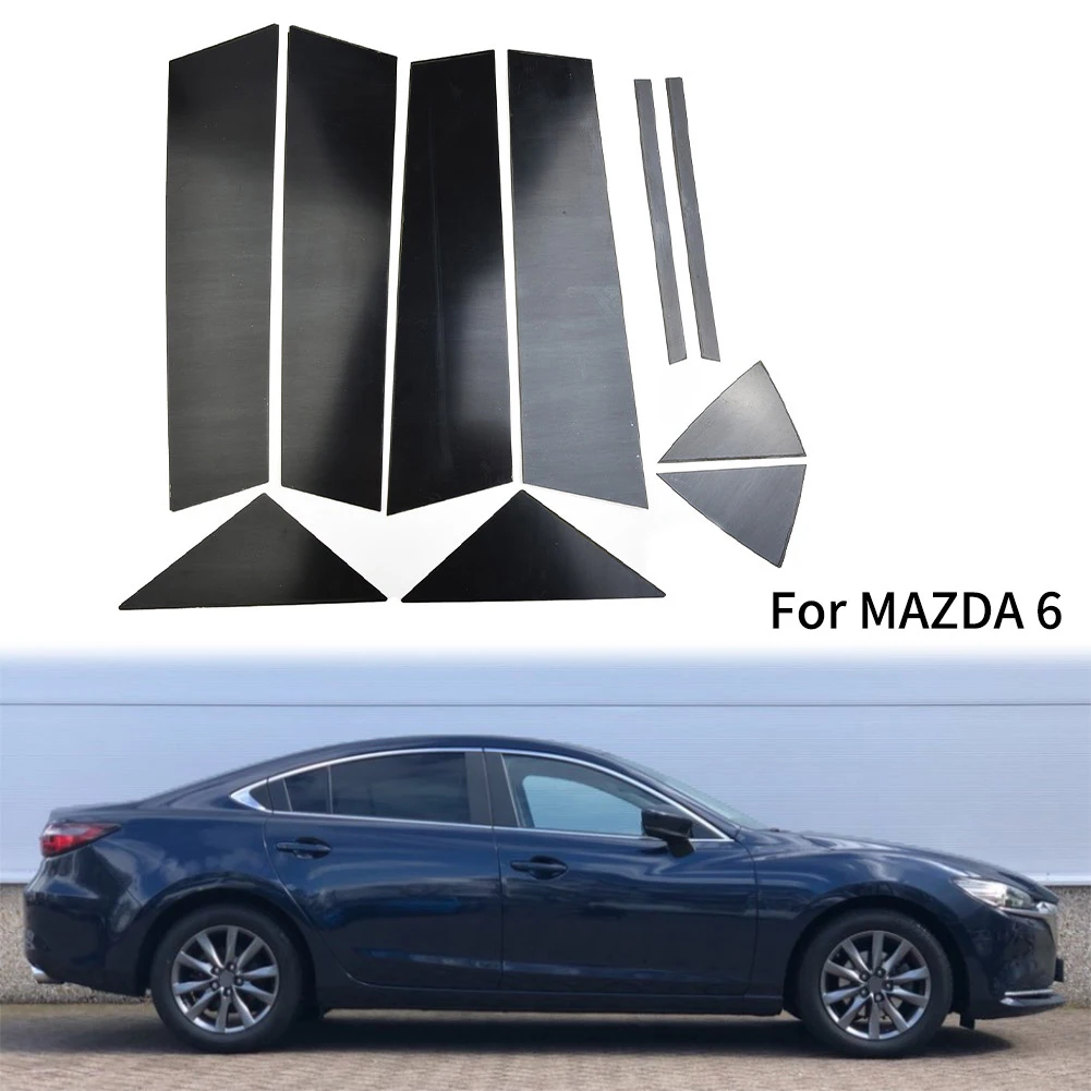

10pcs Black Car Exterior Stickers Window Pillar Posts Trim Cover Set For Mazda 6 Cover Door Casement Trim Decoration Protector