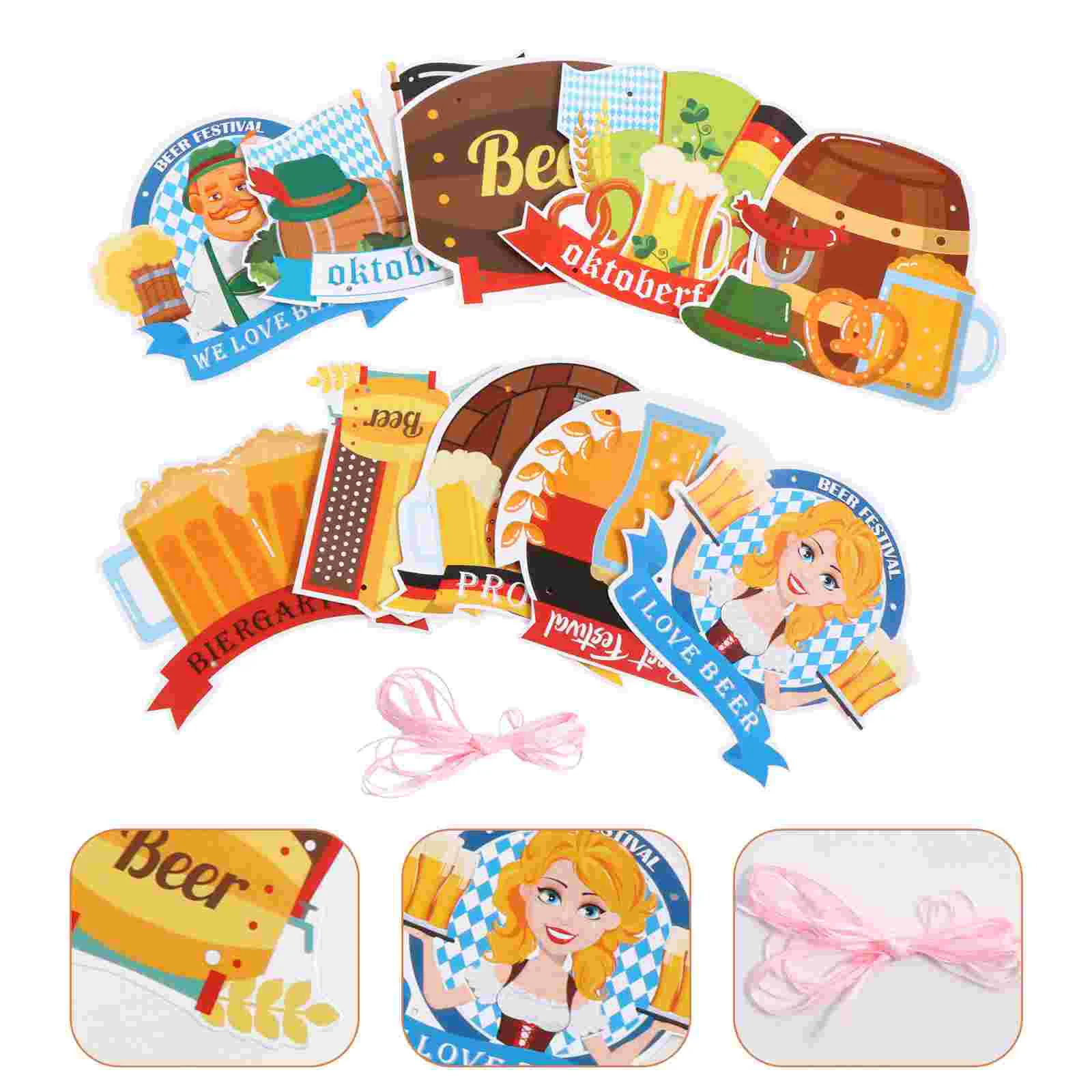 

The Sign Oktoberfest Door Hanging Cake Toppers Beer Festival Signs Paper Pendant