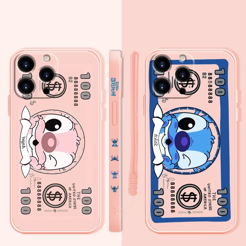 

Stitch Money Liquid Silica Gel Case for Apple iPhone 13 12 Mini 11 Pro Max Phone Coque 6 6S 7 8 Plus XR XS X 12pro 13Pro Fundas