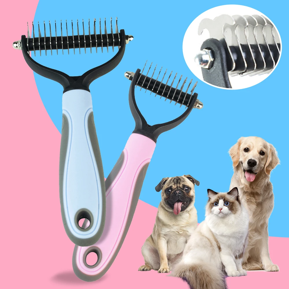 

Расческа для домашних питомцев, двухсторонняя расческа для вычесывания шерсти у кошек и собак