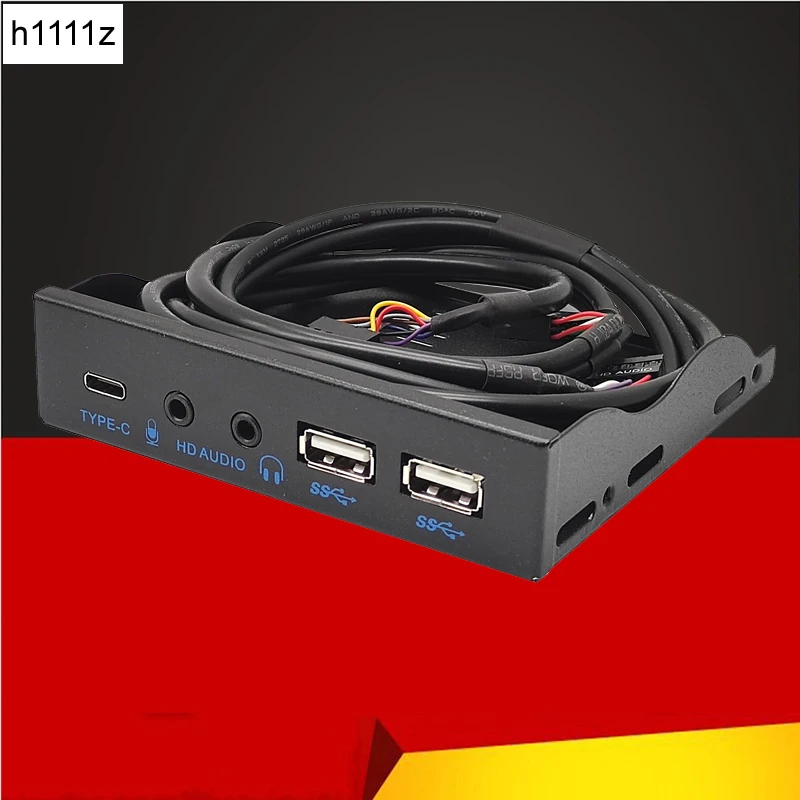 

USB Front Panel for PC USB3.2 Gen2 10Gbps Type C + 9Pin 2Port USB 2.0 Hub + HD Audio 3.5mm Earphone MIC for 3.5" Floppy Disk Bay