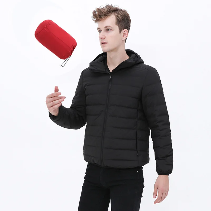 Down Jacket Men's New Seamless European and American Lightweight Hooded Seamless All-in-one Woven Jacket Multi Size Fashion