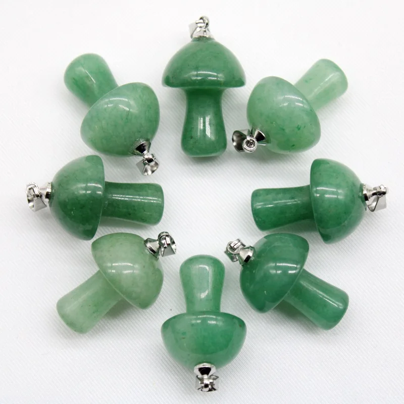 Wholesale 15pcs Mix Natural Stone Quartz Amethyst Red Agates Aventurine Mushroom Pendant for DIY Making Jewelry Accessories |