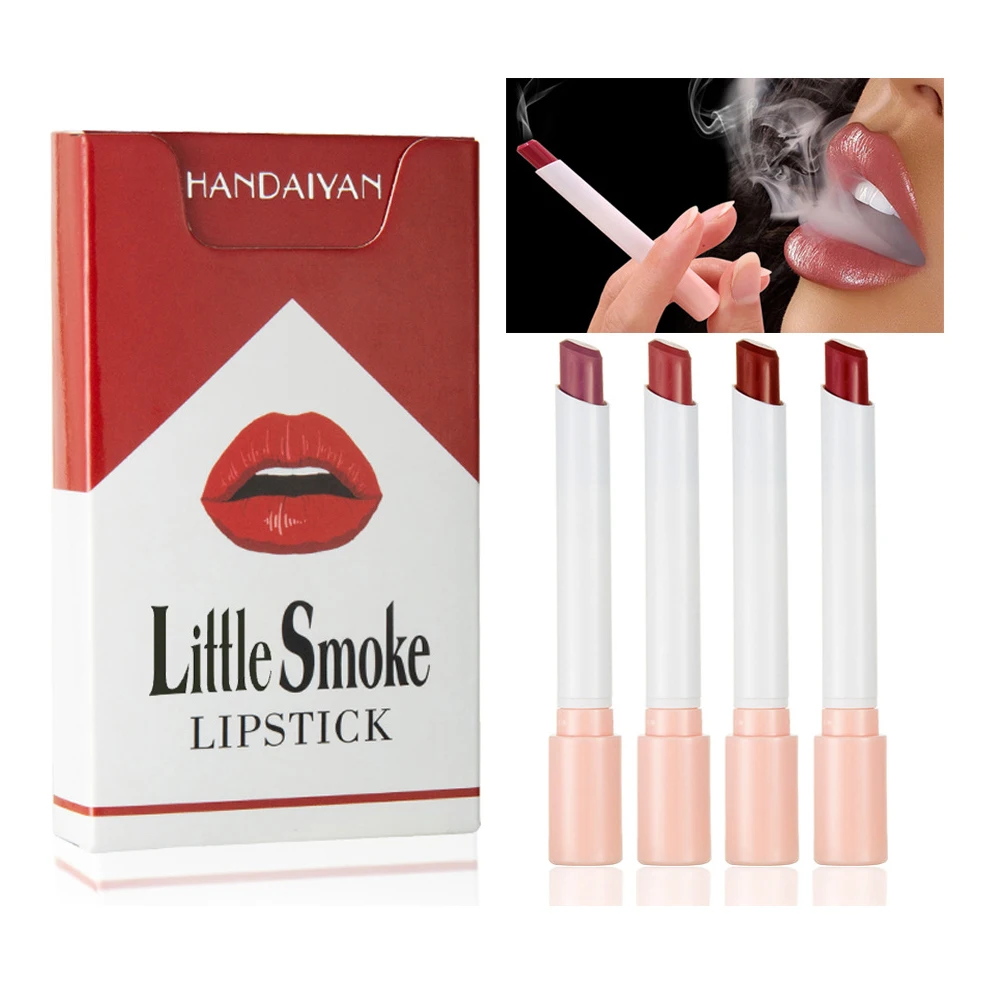 

Creative Cigarette Lipstick Set 4 Colors Matte Long Lasting Waterproof Matt Lip Stick Tube Nude Red Lips Makeup
