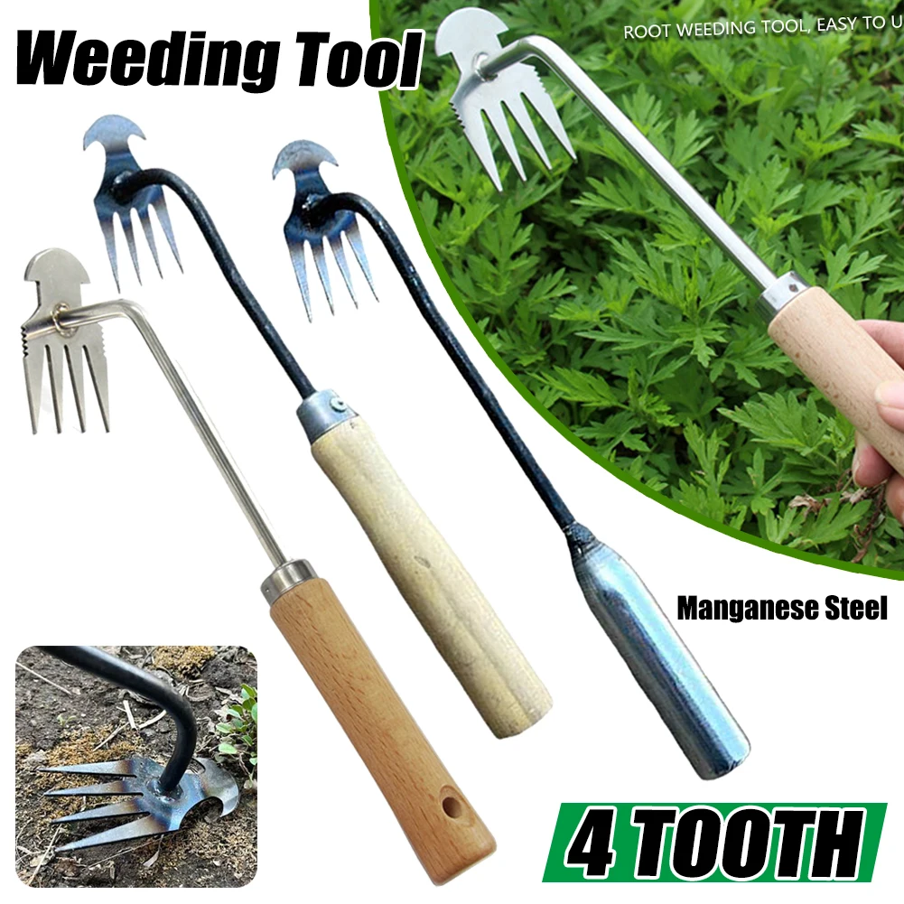 

Garden Weeding Artifact Uprooting Weeding Tool Steel Weed Puller 4 Teeth Dual Purpose Weeder Hand Remover Puller Gardening Tools