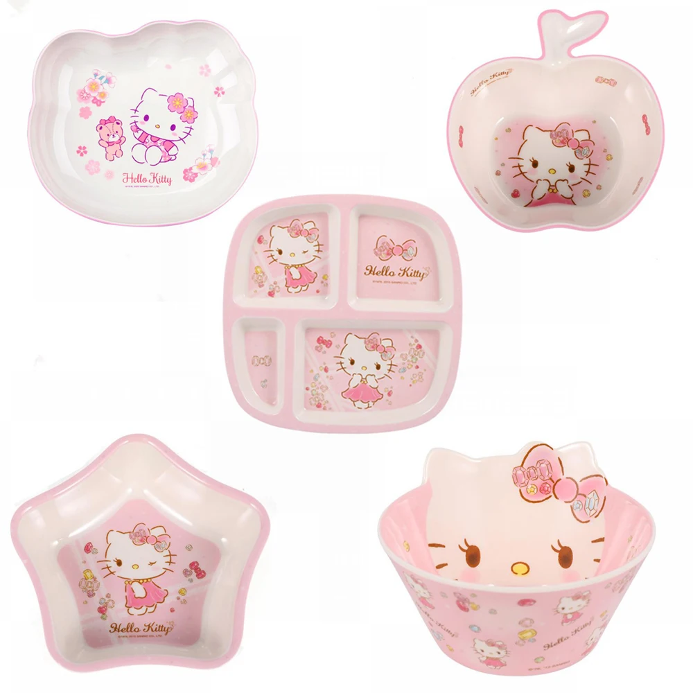 

Милая аниме мультяшная меламиновая детская посуда Kawaii, креативная Осенняя миска, милая обеденная тарелка с котенком, подарок
