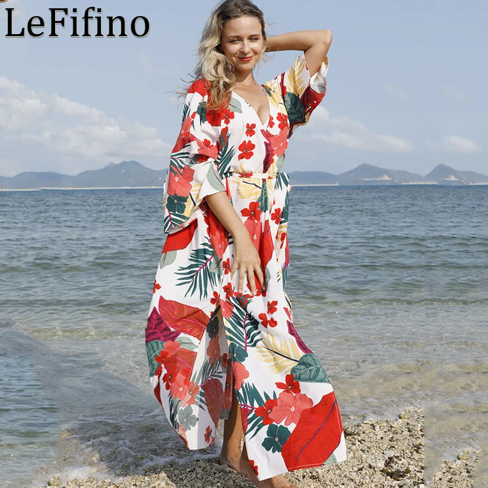 

Женская Пляжная накидка с V-образным вырезом и принтом