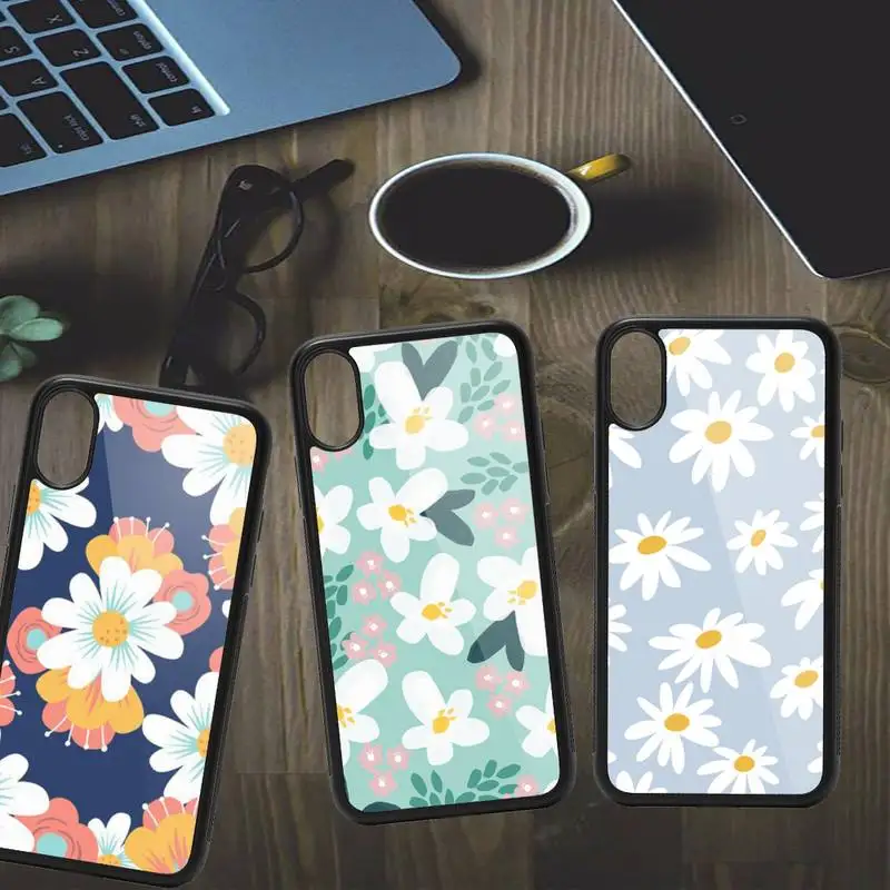 

Daisy Floral flower Phone Case PC for iPhone 11 12 13 pro XS MAX 8 7 6 6S Plus X XR Luxury shell funda