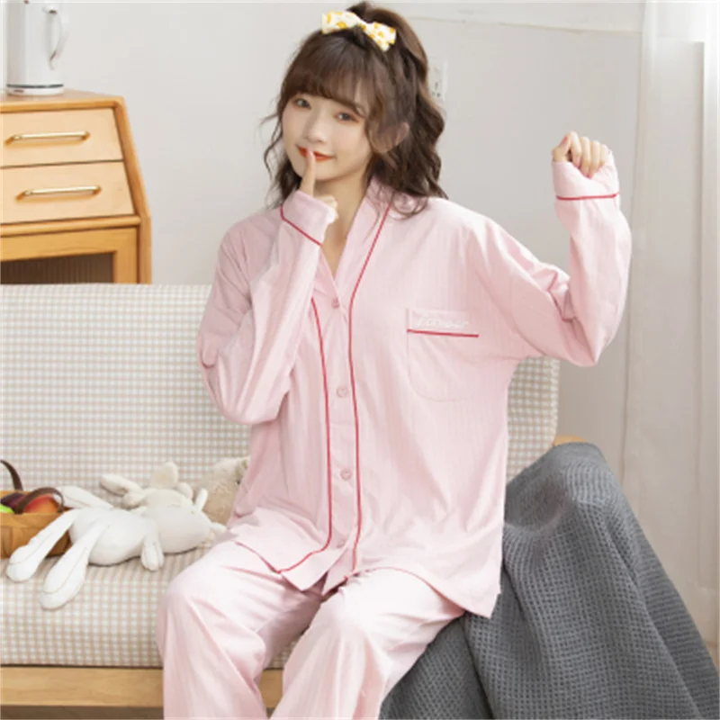 Sweet Pajamas Set Casual Cartoon Sleepwear For Women Elastic Pyjama Women's Autumn Fashion Homewear Clothes Big Size