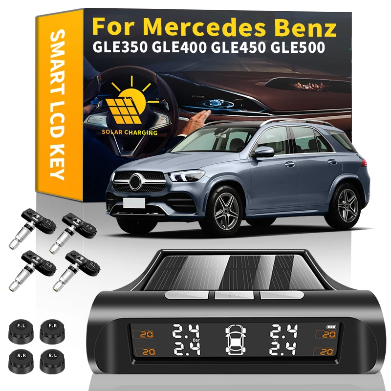 

Car TPMS Tire Pressure Monitoring Solar Power Digital Security Alarm Tire Sensor For Mercedes Benz GLE350 GLE400 GLE450 GLE500