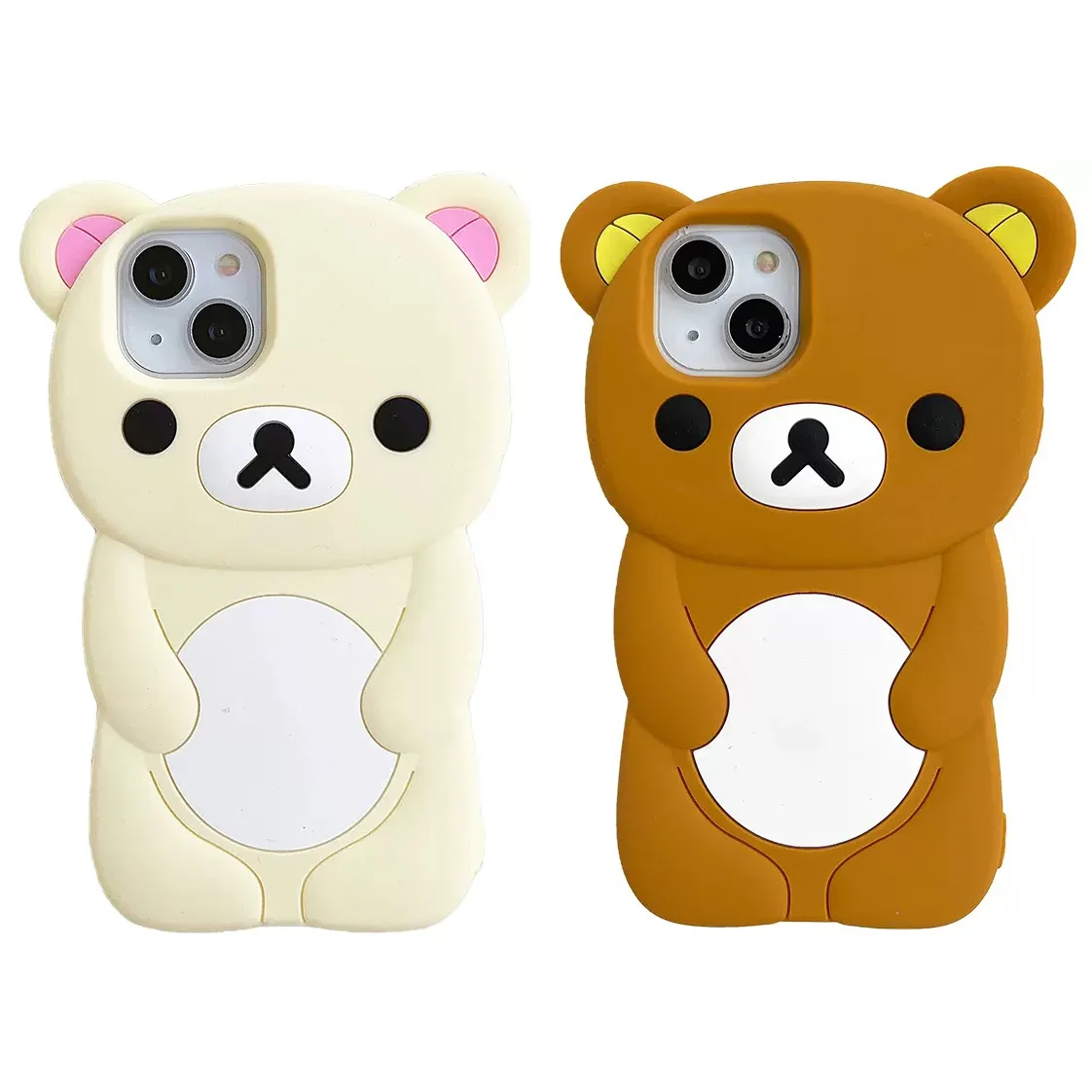 Силиконовый мягкий чехол Rilakkuma с медведем для iPhone 16 15 14 13 12 11 Pro Max Xs XR 6 7 8 Plus
