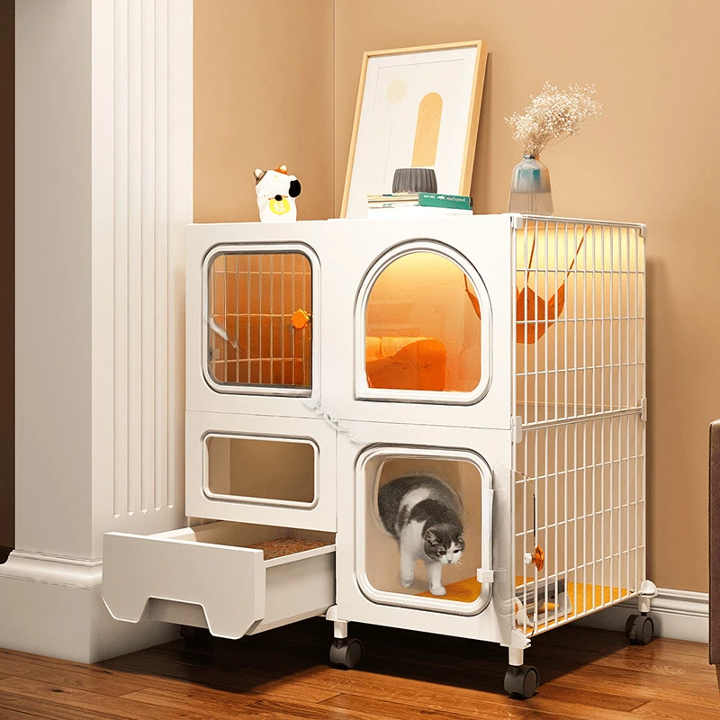 

Cat cage home indoor cat litter box toilet integrated cat kitten cat litter villa cat house does not occupy a small apartment