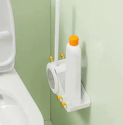 Toilet Bowl Brush Bathroom Cleaning Supplies Kit With Own Storage Rack Can Be Hung And Put For Home Accessories