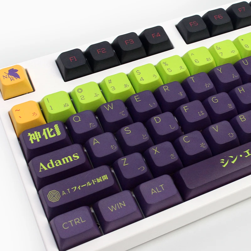 

KBDiy 135 Keys/Set XDA Profile EVA-13 Japanese Key Caps DIY Custom PBT Purple Keycap for MX Switches Mechanical Gaming Keyboards
