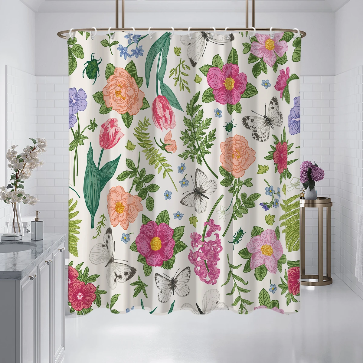 1 шт. винтажная занавеска для душа с цветочным принтом 180x180 см