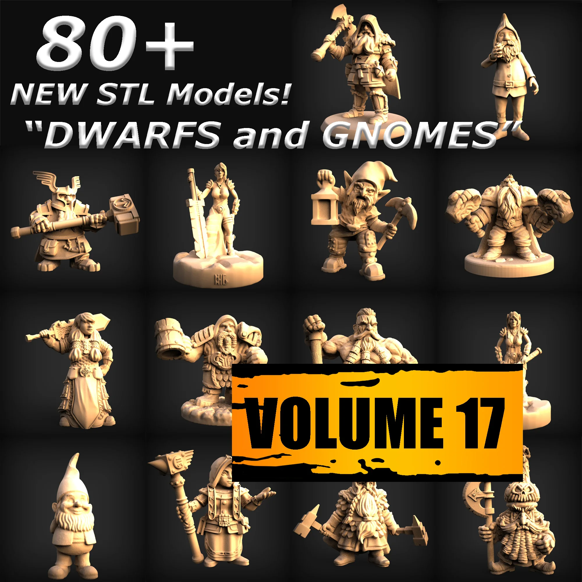 Dwarf STL и GNOME коллекция файлов 3D модели для фрезерных станков с ЧПУ