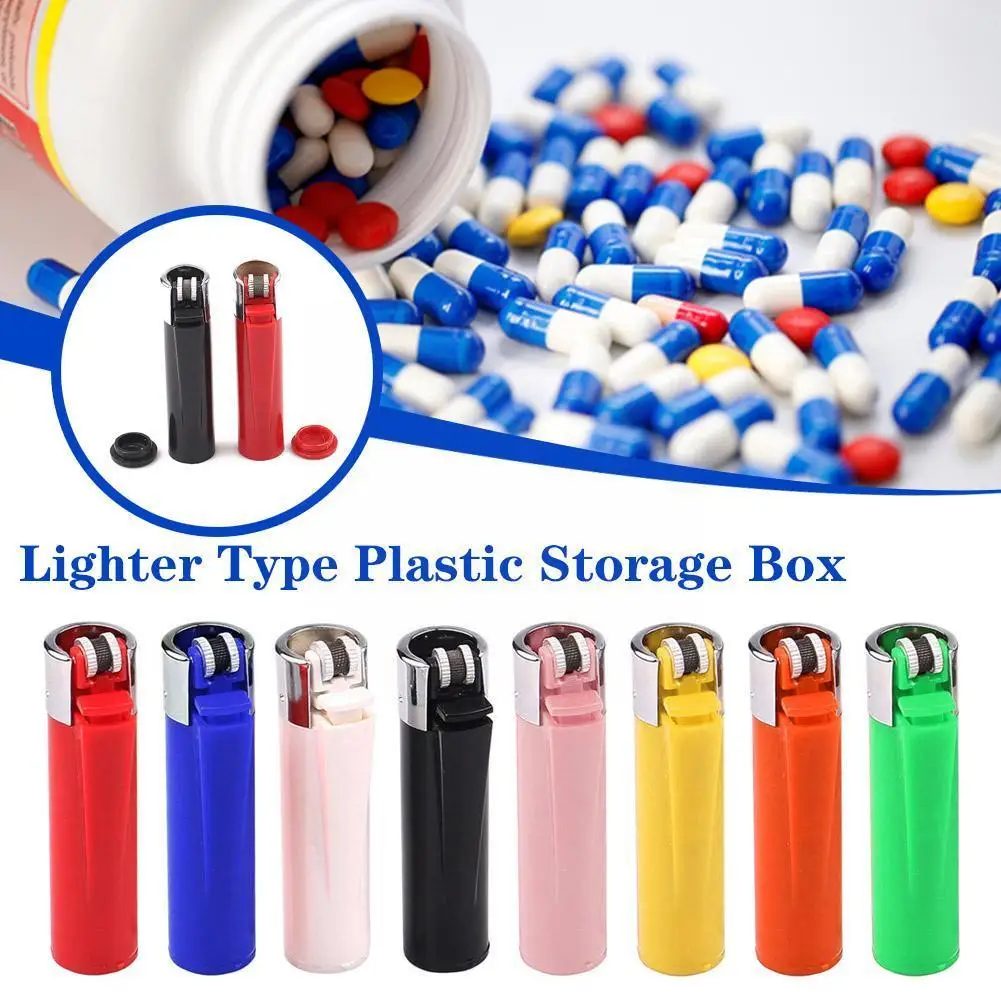

Lighter Shape Pill Box Safe Medicine Storage Case Sealed Storage Hidden Waterproof Dispenser Organizer Drug Pill Moisture-p L9I8