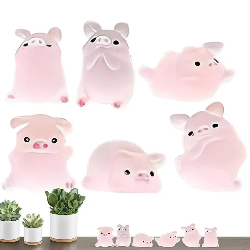 

Mini Pigs Cartoon Cute Pig Animal Doll Figurine Toy Model Ornaments Car Dashboard Automobile Home Decoration Accessories