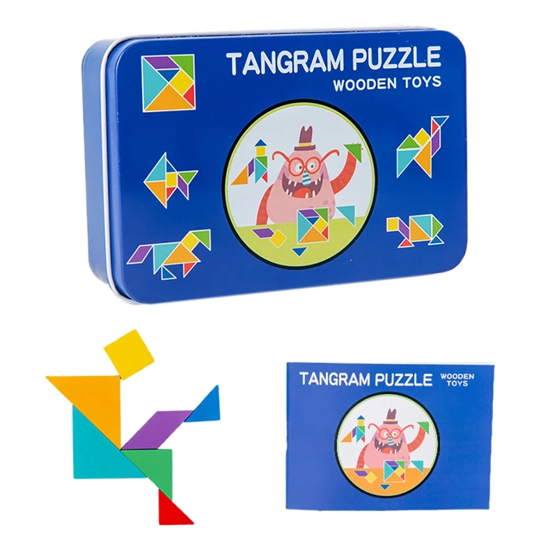 

Children's Educational Tangram Iron Box Type Plane Jigsaw Puzzle Puzzle Early Education Parent-Child Interactive Toy