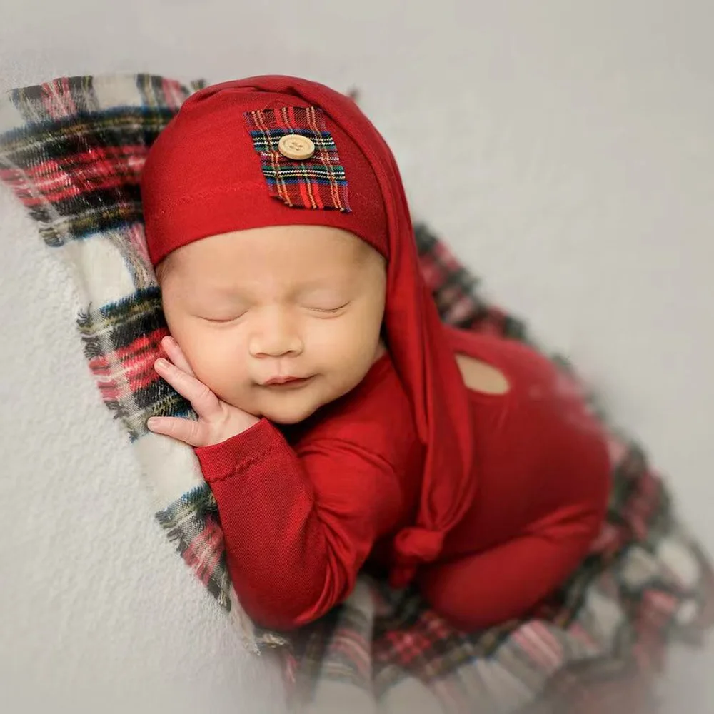 ❤️Newborn Photography Clothing Christmas Hat+Jumpsuit 2Pcs/set Studio Infant Photo Props Accessories Costume Outfits Fotografia