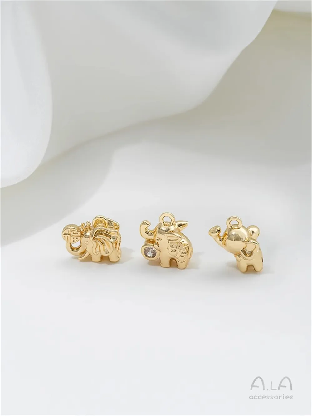 Милый трехмерный Слон из 14-каратного золота подвеска в виде слона с