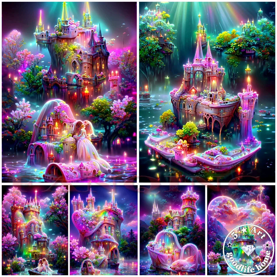 

Wonderland 5d Diamond Painting DIY Fairy Tale House Castle Landscape Cross Stitch Puzzle Embroidery Mosaic Paintings Home Decor