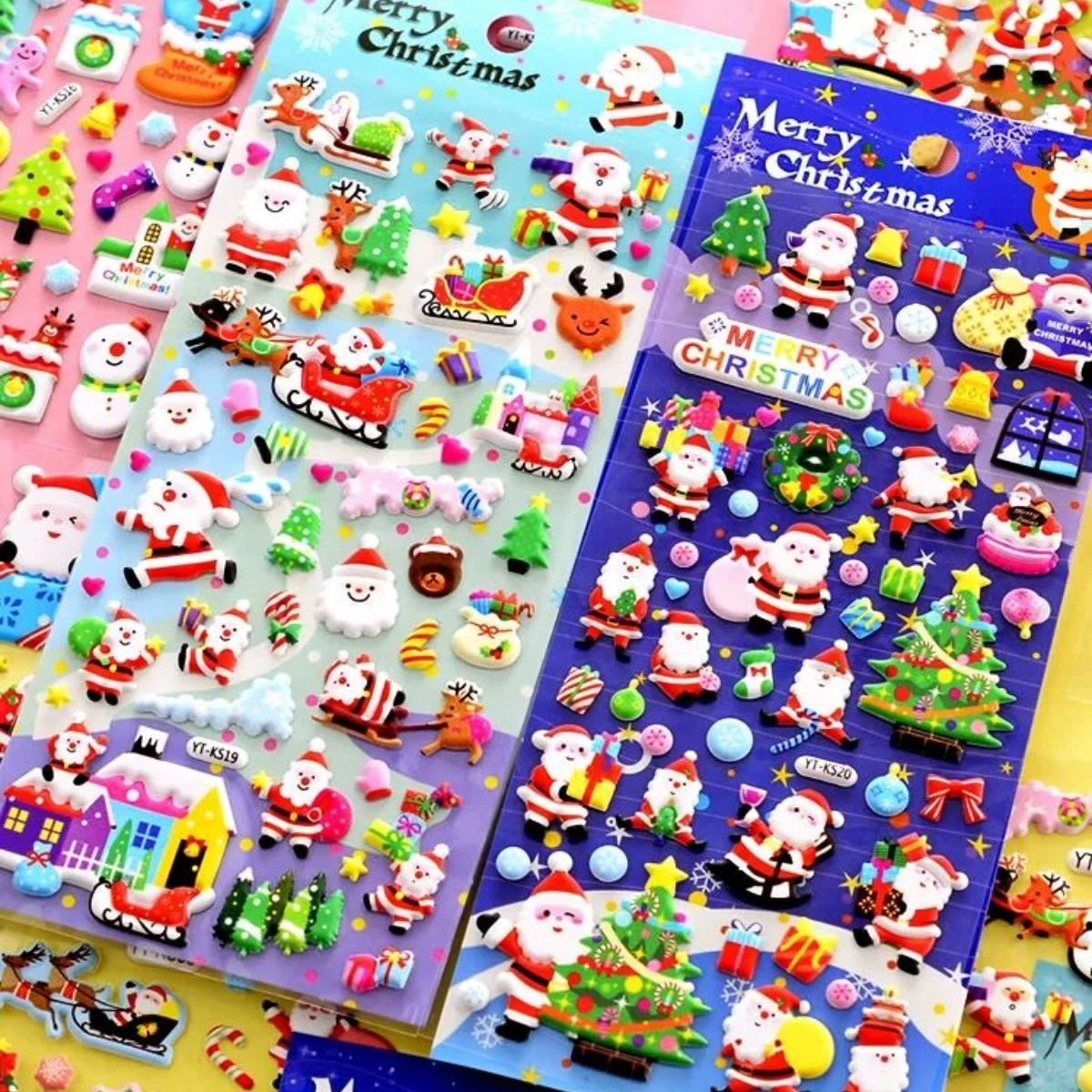 

Милые рождественские 3D наклейки с пузырьками, клейкие наклейки «сделай сам», дневник, канцелярские принадлежности, наклейки, подарок для детей, школьные и офисные принадлежности