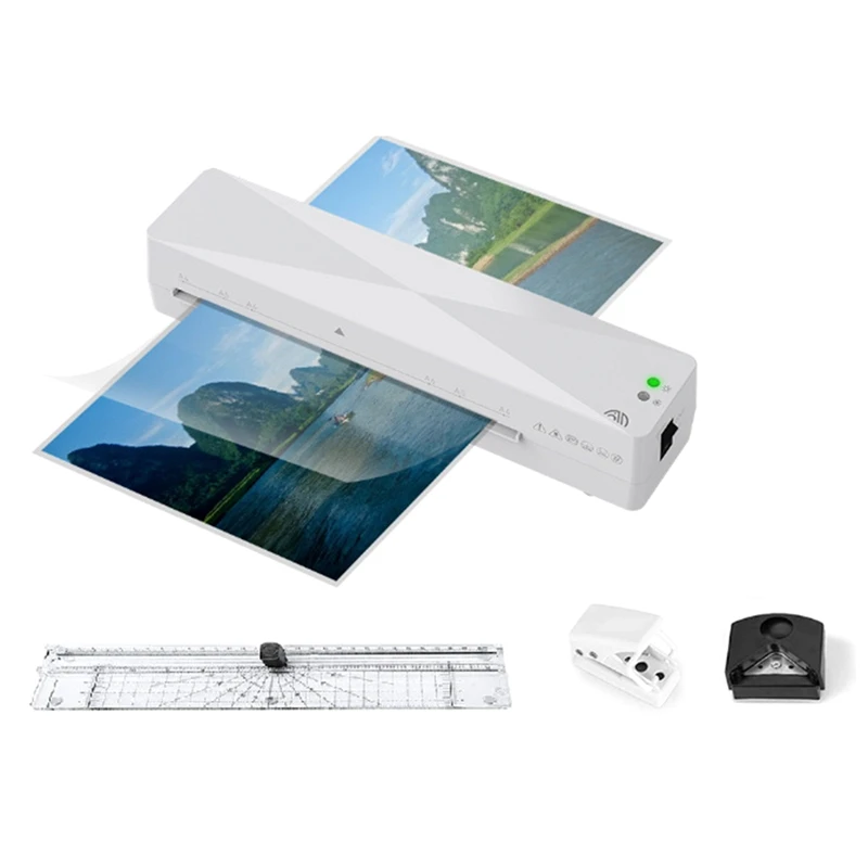 

A4 Hot Press Laminating Machine Automatic Plastic Sealing Machine+Hole Punch+Corner Rounder+Paper Cutter