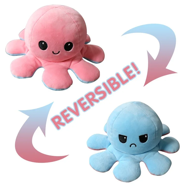 

2022 Flipped Octopus Doll Flipped Double Sided Doll Kawaii Cute Cartoon Second Dimension Octopus Plush Toy