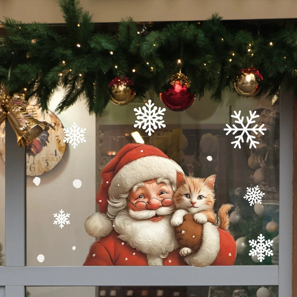 Рождественские наклейки с котом
