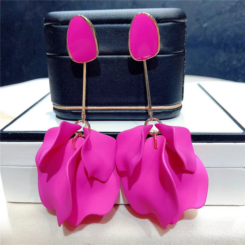 

2022 Summer New Trendy Acrylic Petal Flower Long Dangle Earrings For Women Fashion Jewelry Holiday Earings Brincos Wholesale
