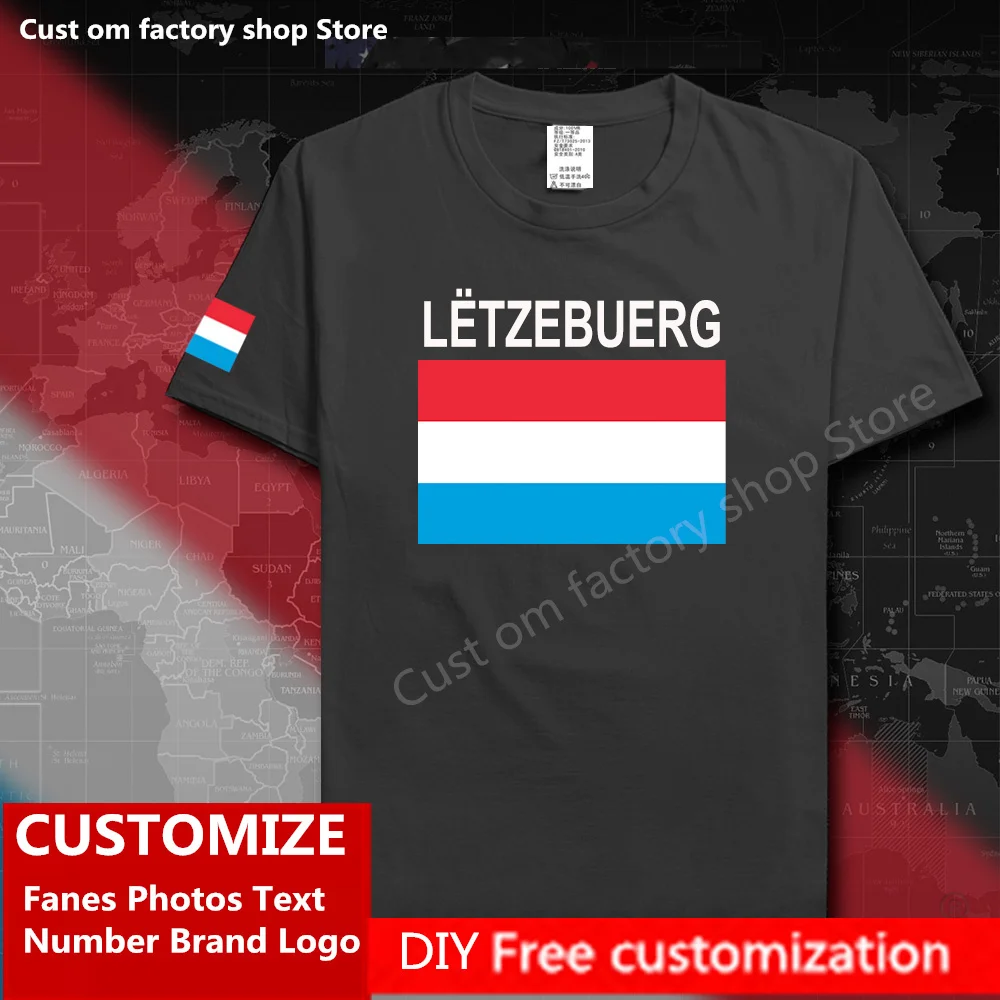 

Luxembourg Luxembourger T shirt Custom Jersey Fans DIY Name Number Brand LOGO Fashion Hip Hop Loose Casual T-shirt Luxemburg