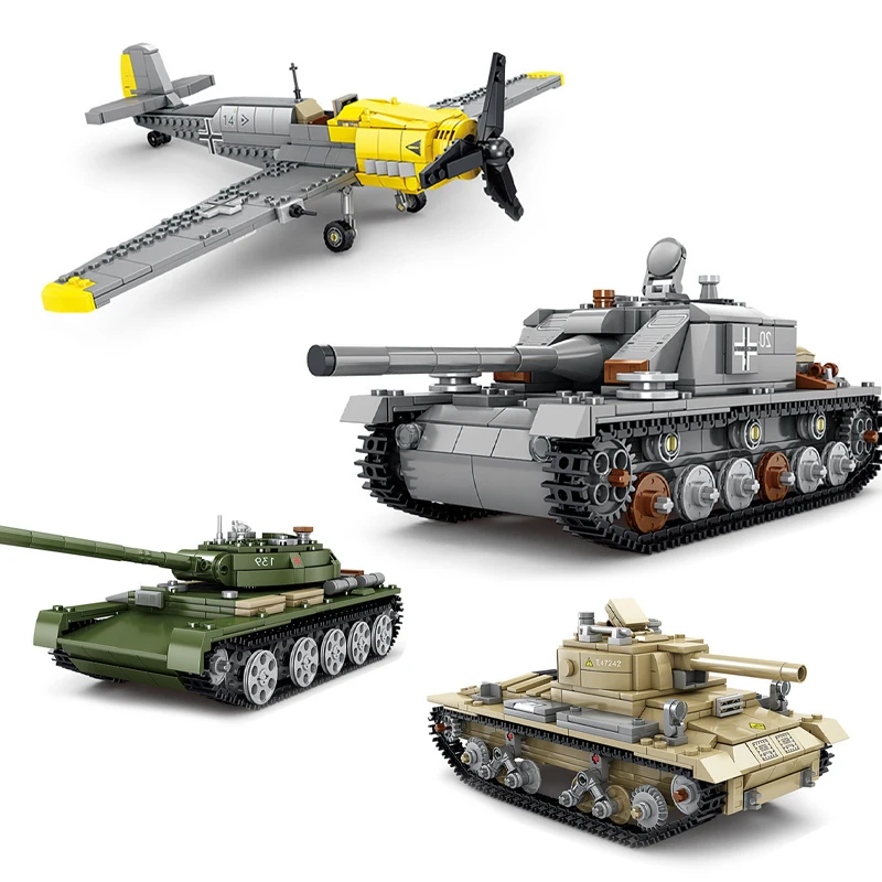

Набор для сборки военных транспортных средств WW2, спецназ, городская полиция, модель T34 M4, конструктор «сделай сам» BF109, боевой самолет, кирпич, детские игрушки
