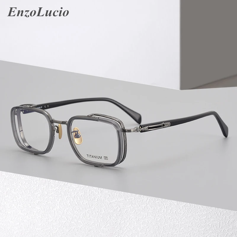 

Titanium Acetate Eyeglasses Men Vintage Square Optical Glasses Frame Women Fashion Full Rim Prescription Myopia Eyewear Oculos