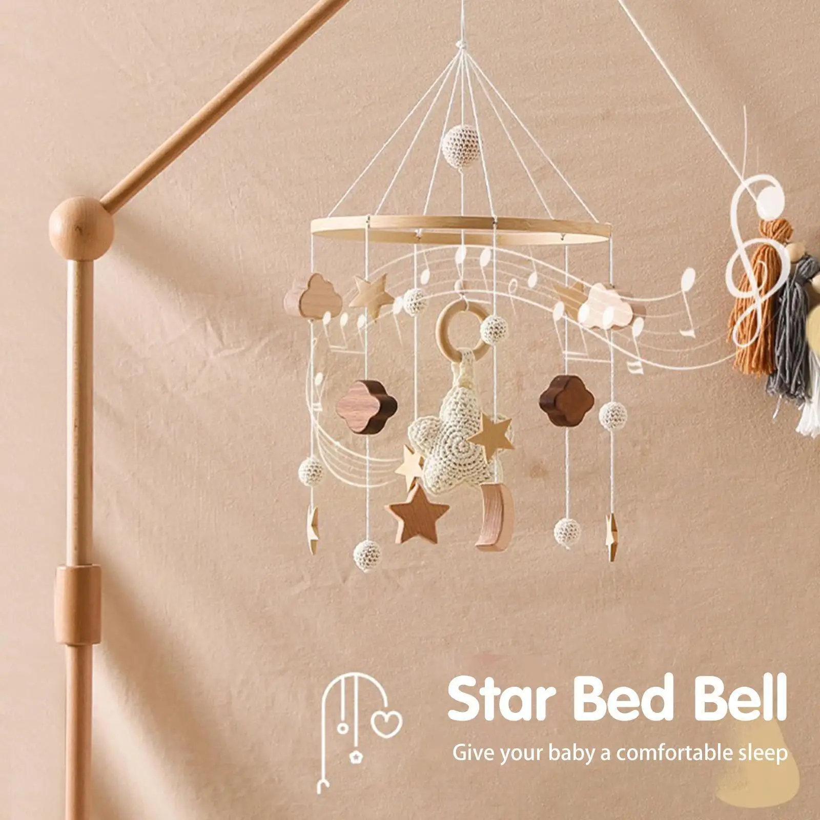 

Детские игрушки, деревянные погремушки, радужная Гипсофила, подвесные колокольчики для детской кроватки, деревянные аксессуары для 0-12 меся...