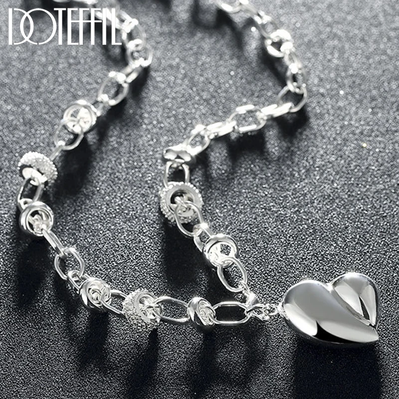 

DOTEFFIL 925 Sterling Silver Smooth Hollow Heart Pendant Necklace For Woman Man Wedding Engagement Party Jewelry