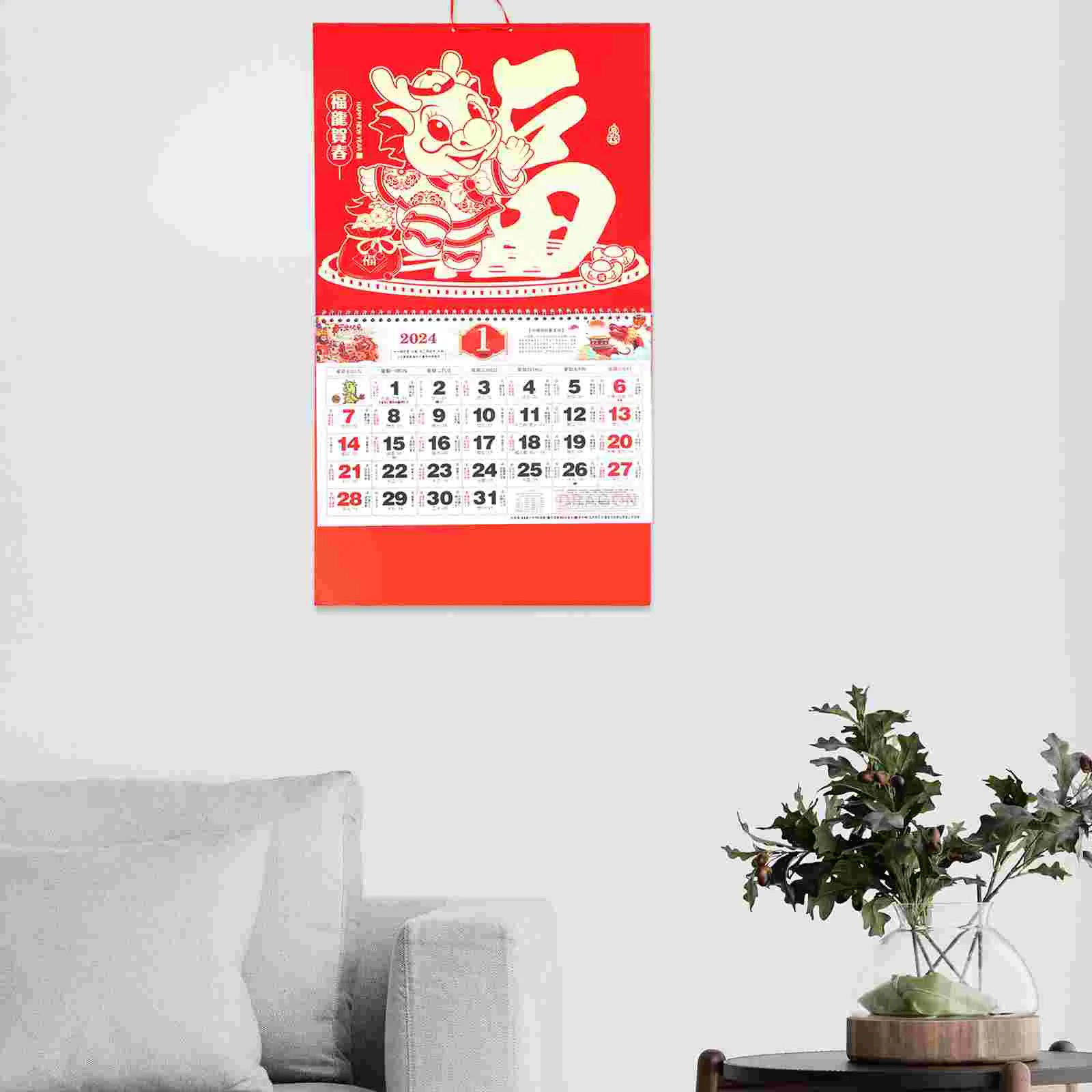 

Calendar Chinese Year Wall Lunar Hanging New Style Dragon Monthly Planner The Spring Festival Home Traditional Decor Pendant