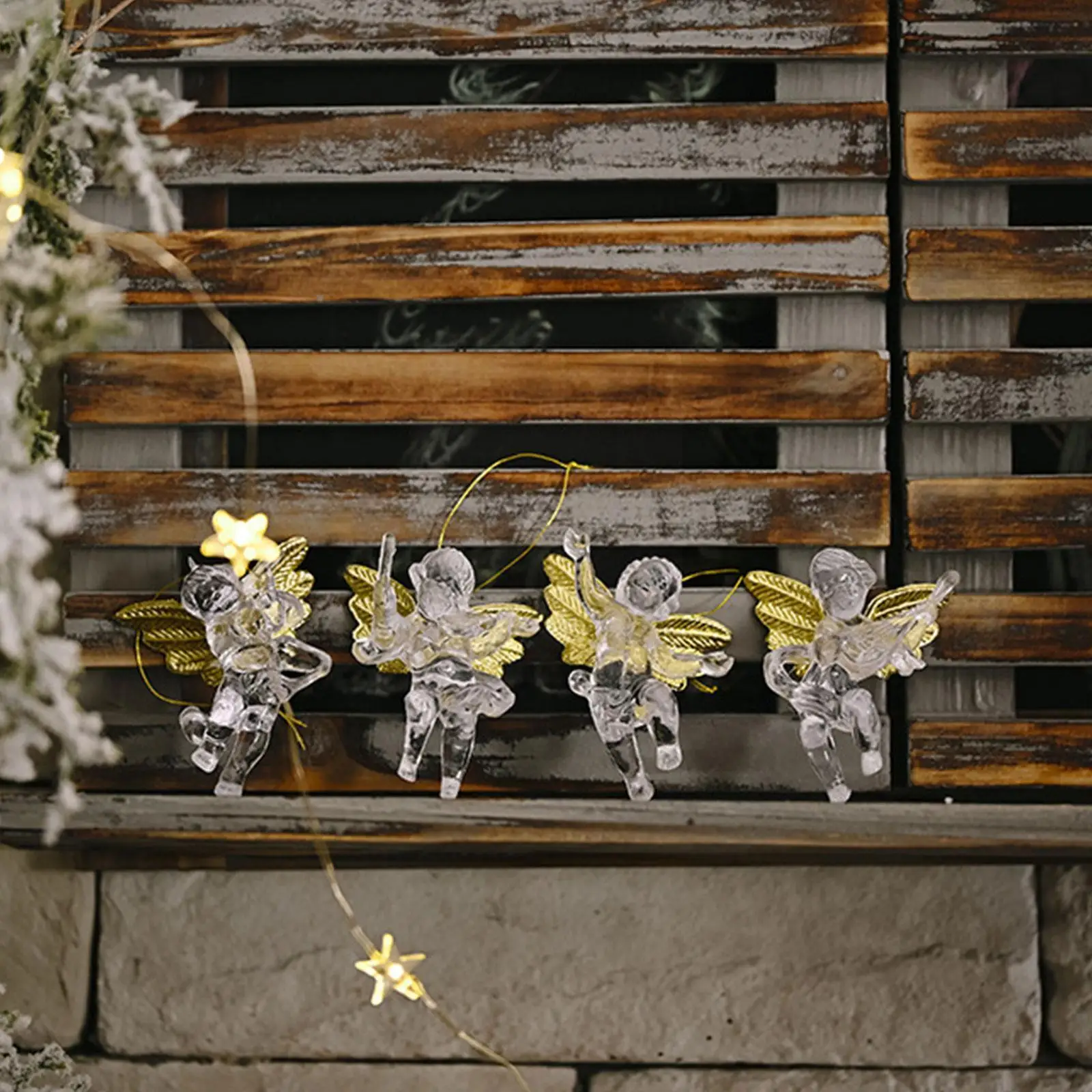 

Christmas Tree Hanging Transparent Angel Decoration For Home Xmas Party Wedding Ornament Plastic Pendants Kids Gifts 4pcs/p U1k9