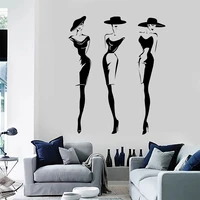 fashion lady model wall decals window murals for clothing boutique vinyl woman with black dress bedroom decor stickers dw13756
