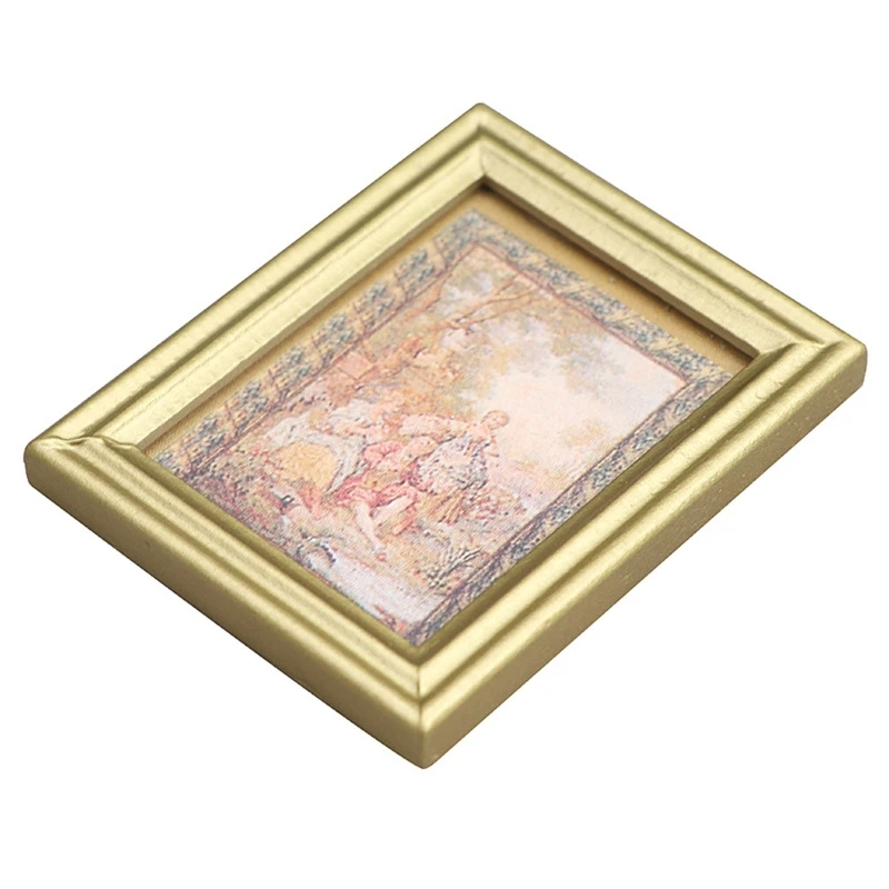 

Миниатюрная модель мебели в масштабе 1:12 с изображением персонажей в золотой рамке, декоративные картины для детей