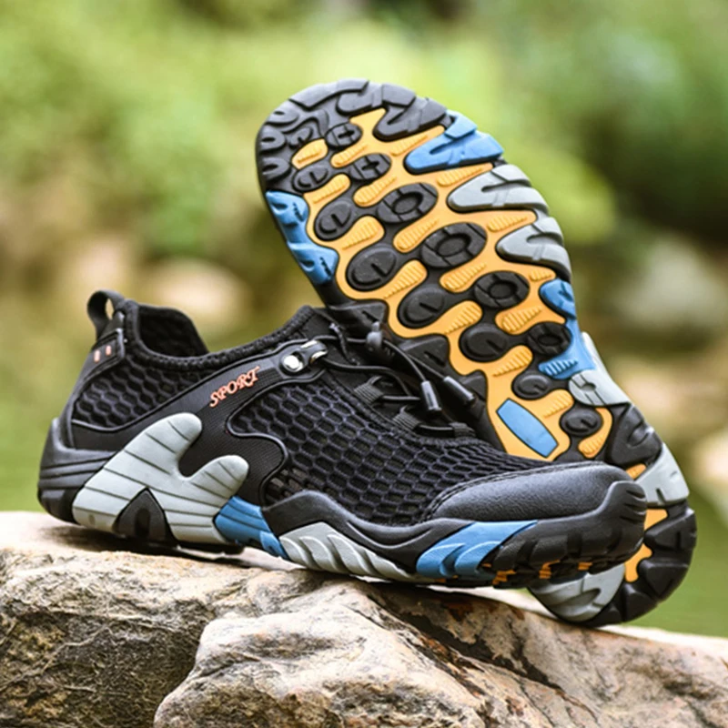 JIEMIAO Summer Hiking Shoes Mesh Breathable Men Sneakers Outdoor Comfortable Non-Slip Mountain Trekking Hunting Boots