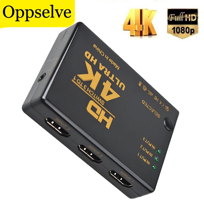 HDMI-совместимый коммутатор 4K 1080P видео HD для Xbox DVD PS3 3 в 1 сплиттер с дистанционным