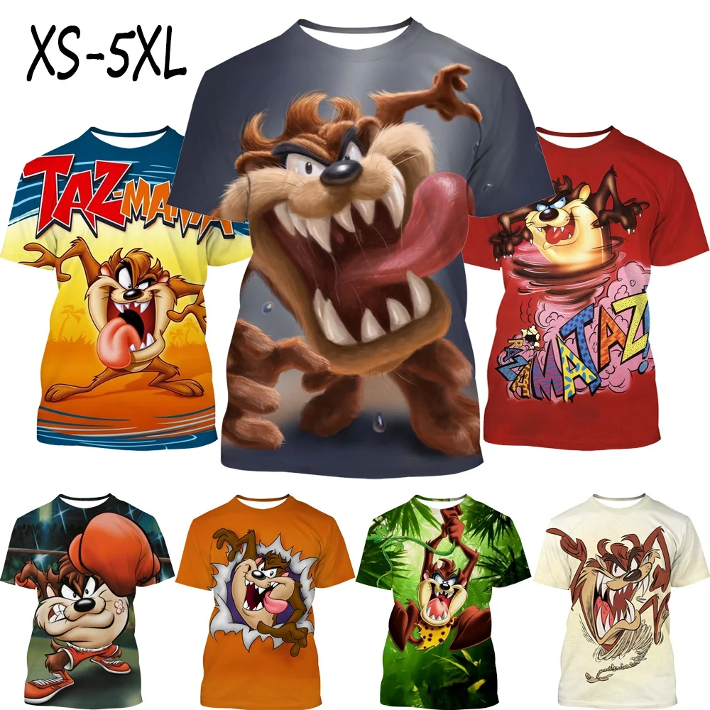 

Новая мультяшная тазманианская дьявола, Веселая футболка с 3d принтом, мужская и женская Повседневная модная футболка с коротким рукавом и г...