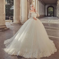 luxury wedding dress vintage with organza ball gown boat neck sleeveless lace bride gowns appliques back lace uprobes de mari%c3%a9e