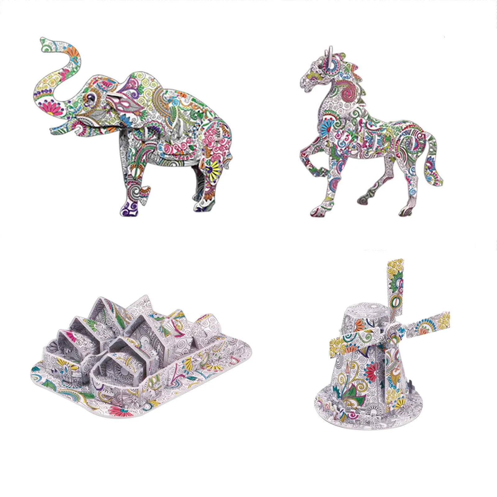 

Paintings Children's 3D Three- Puzzle DIY Handmade Puzzle Model Ornaments