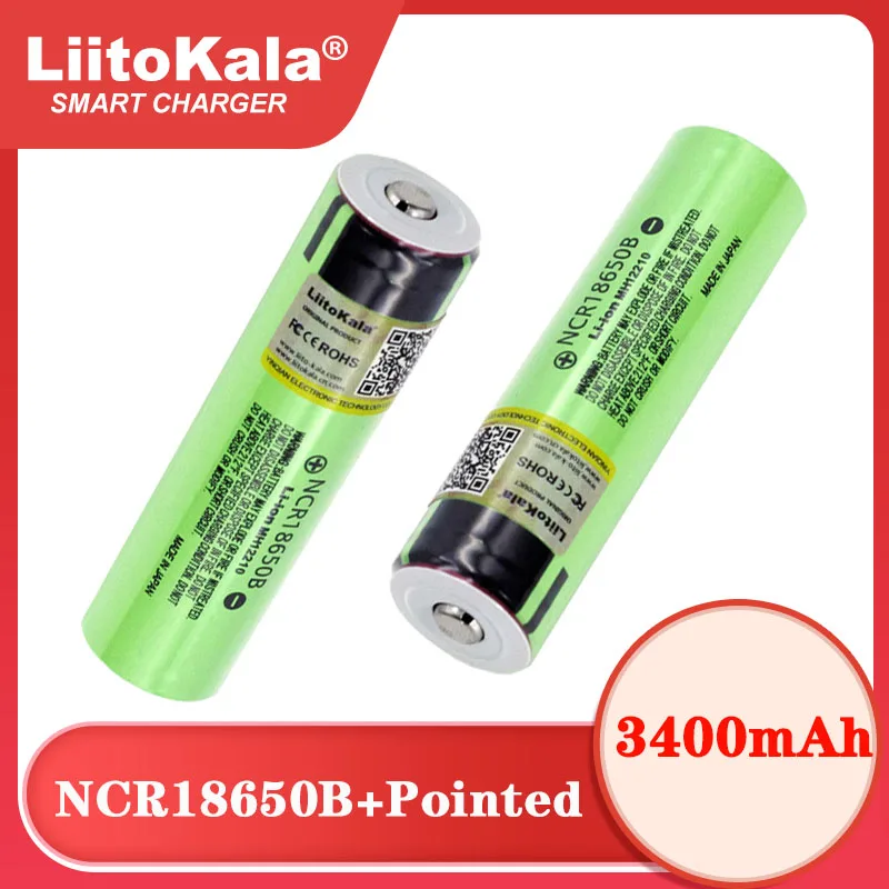 

Hot Liitokala Original NCR18650B 3.7v 3400mAh 18650 Lithium Rechargeable Battery with Pointed(No PCB) Batteries